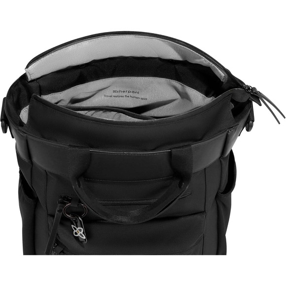 Sherpani Tote Backpack Convertible Black Nylon Leather Trim Versatile - Picture 6 of 14